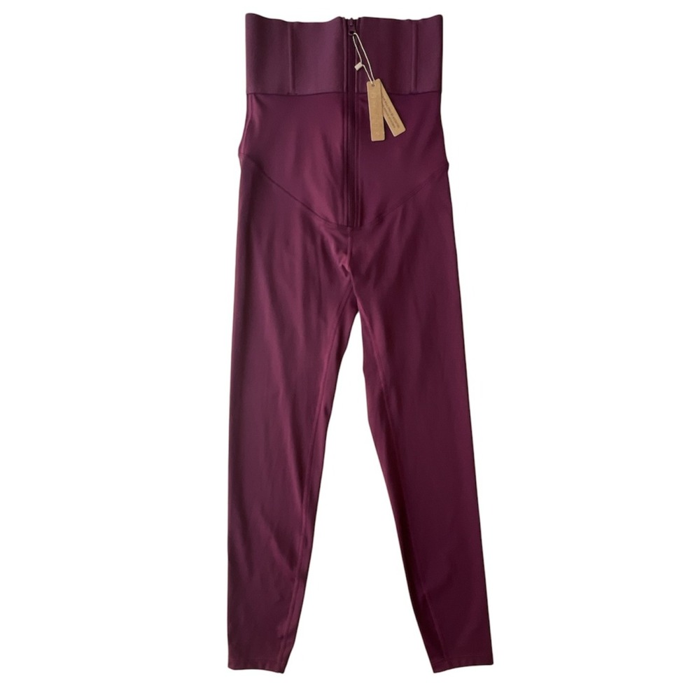 SHAPELLX Leggings High Waist Body Shaping Womens S Dark Red Compression Pant NEW